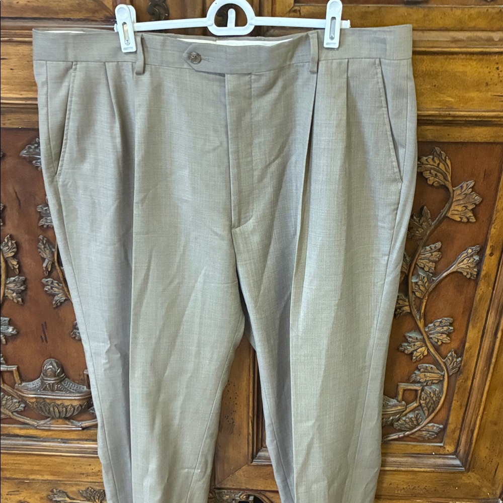 Paulo Solari Classic Beige Men's Wool Dress Pants Size 40 x 33